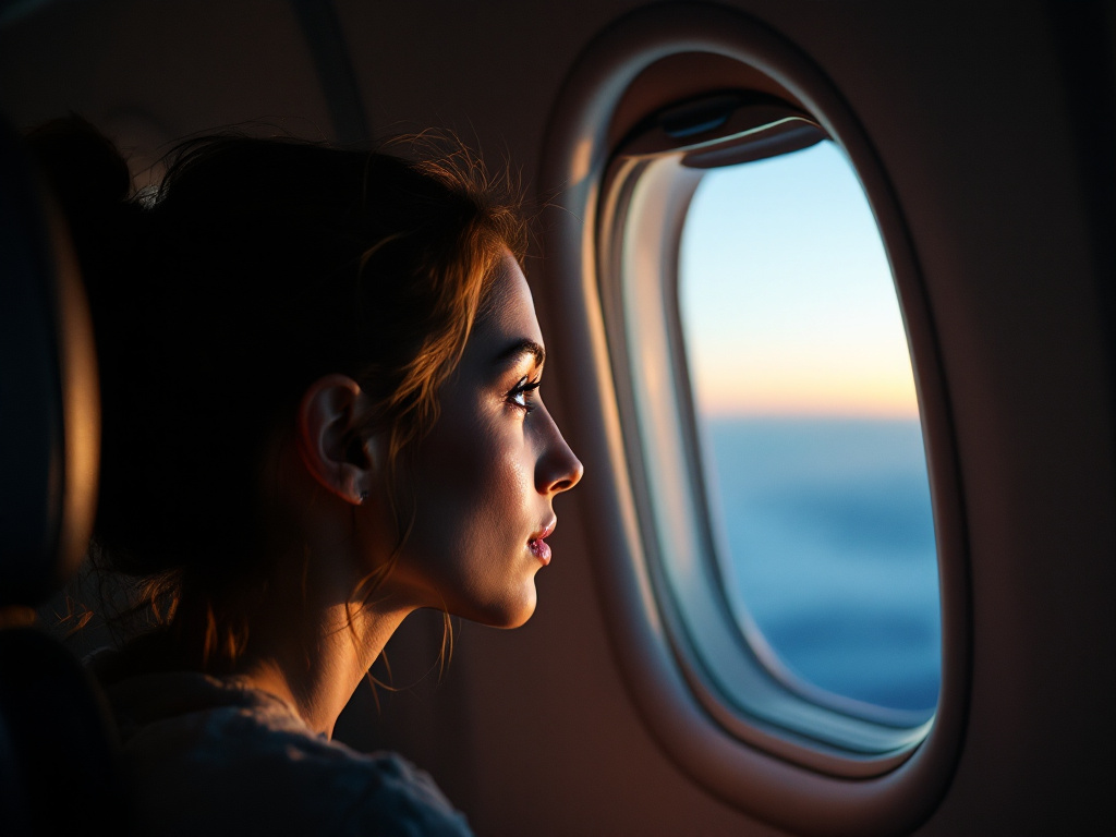 Persona mirando por la ventana de un avión