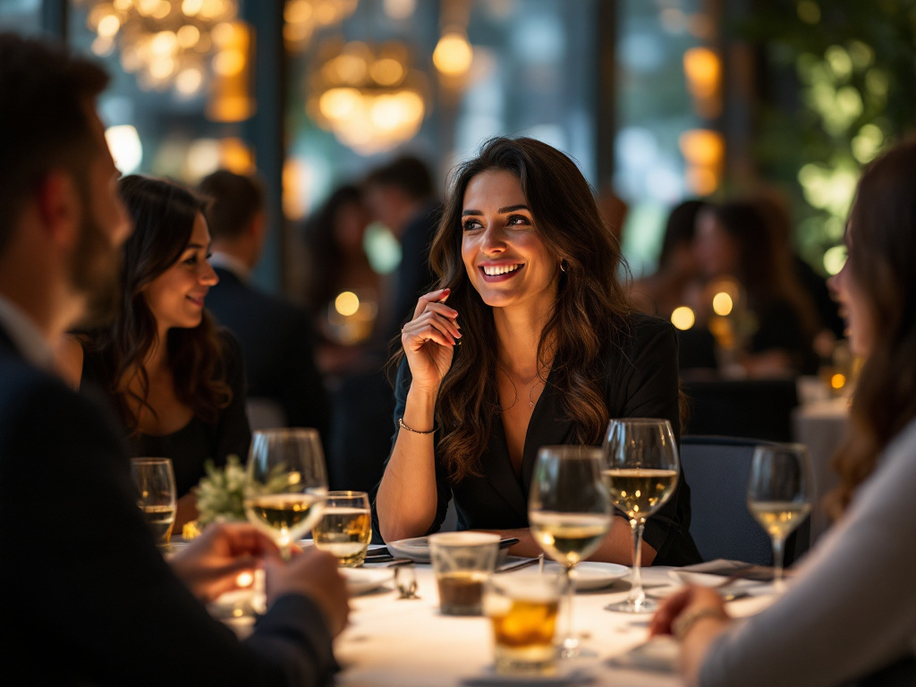 Persona socializando en un evento profesional