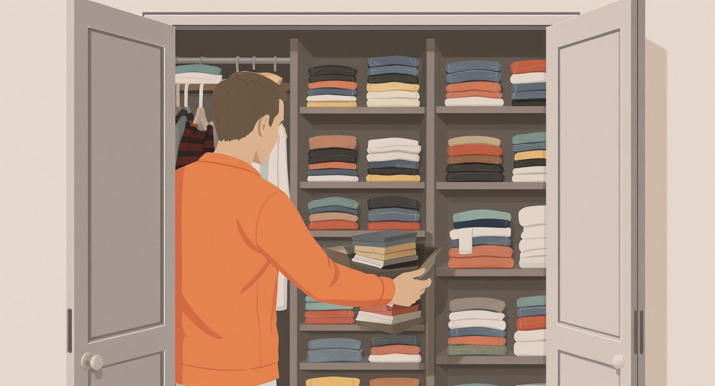 Person organizing a closet