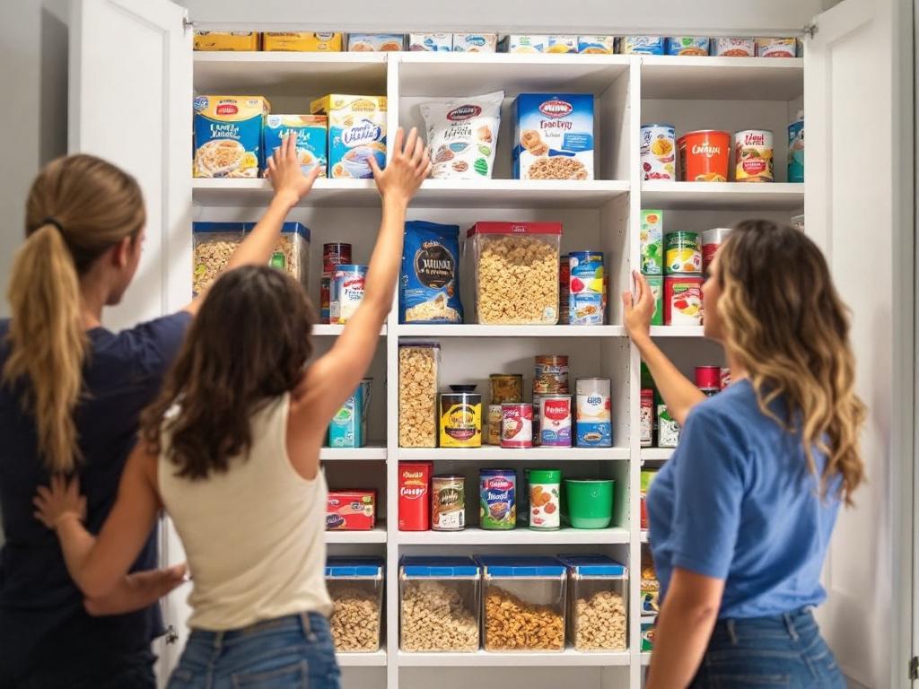 People organizing a pantry