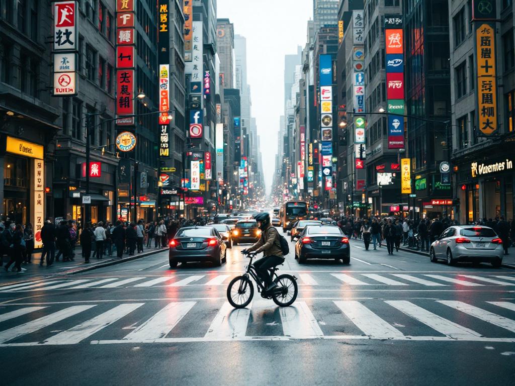 person skillfully navigating through a busy city street
