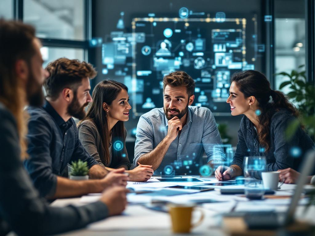 Equipo de trabajo utilizando tecnología