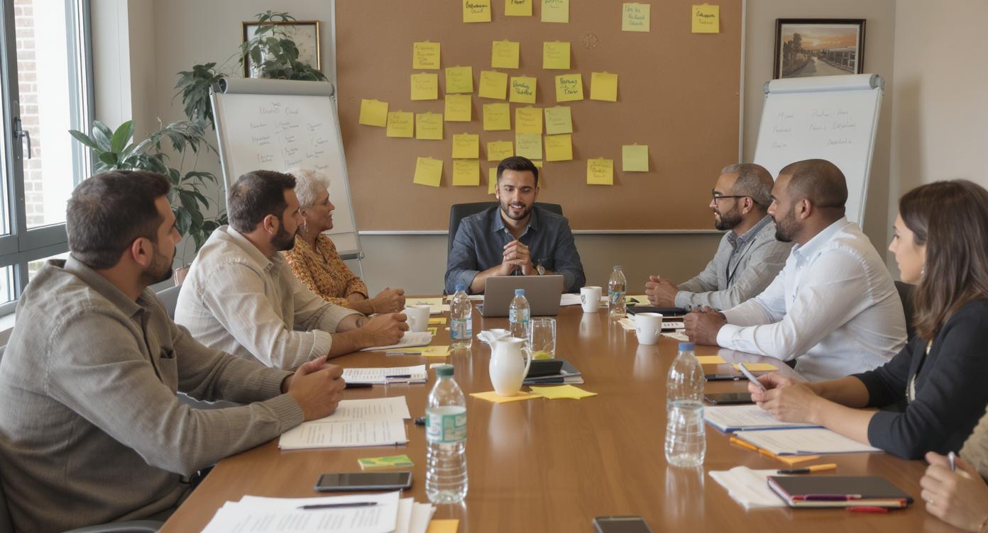 una reunión de trabajo en una sala de conferencias