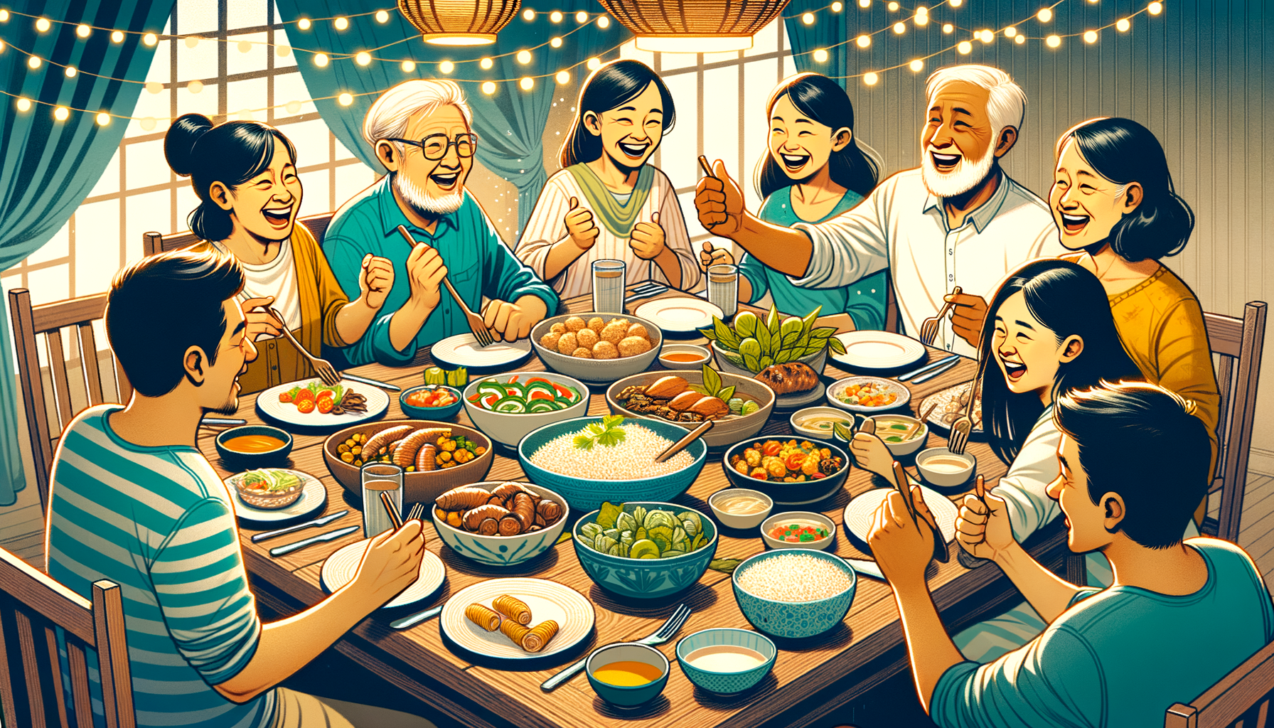Una familia reunida alrededor de la mesa