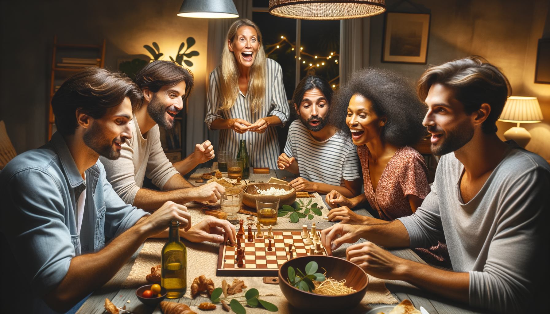 A group of friends playing board games