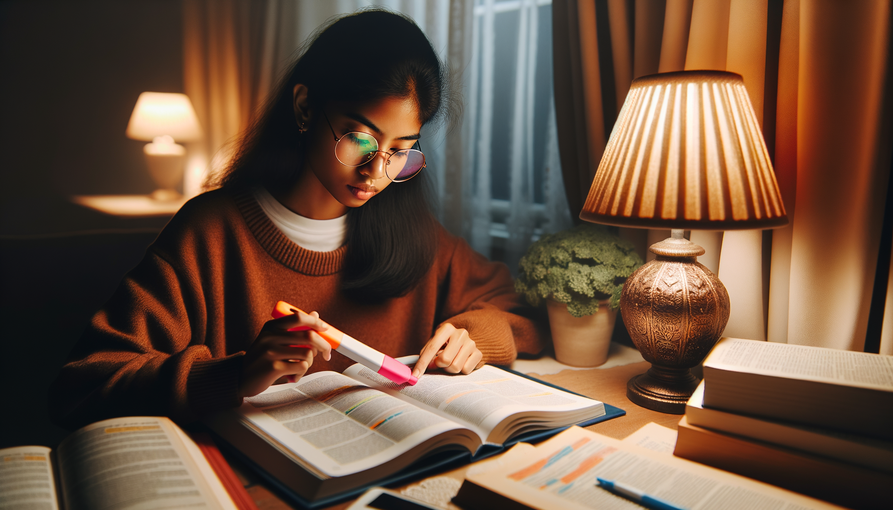 Estudiante revisando un resumen de un capítulo de libro