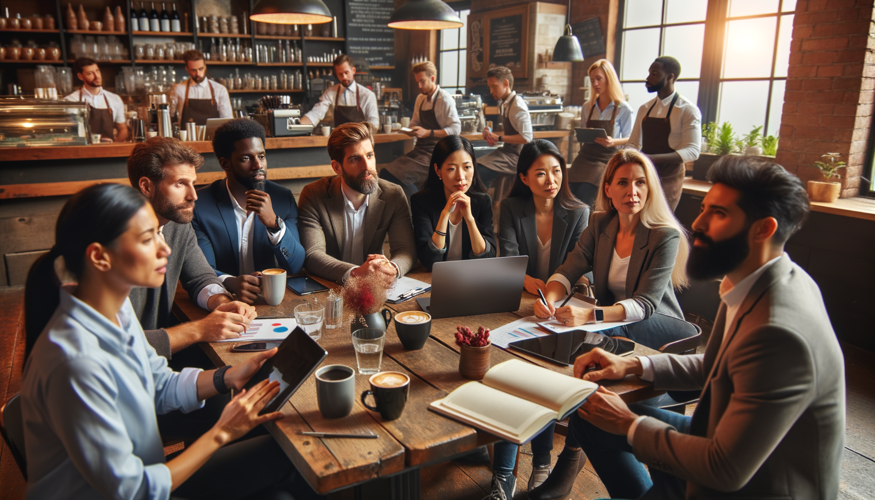 Personas teniendo una reunión profesional en un café