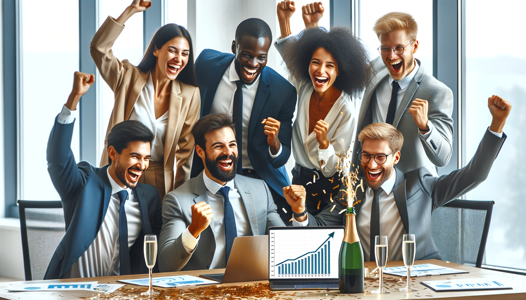Team celebrating project gaining traction
