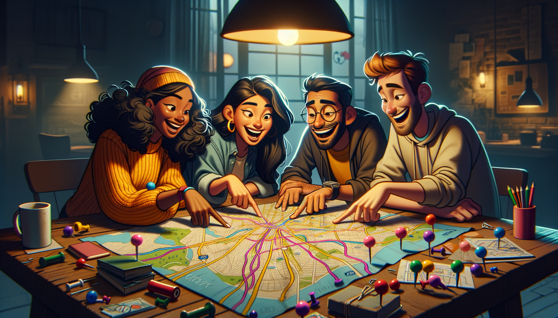 Amigos planificando una excursión de fin de semana