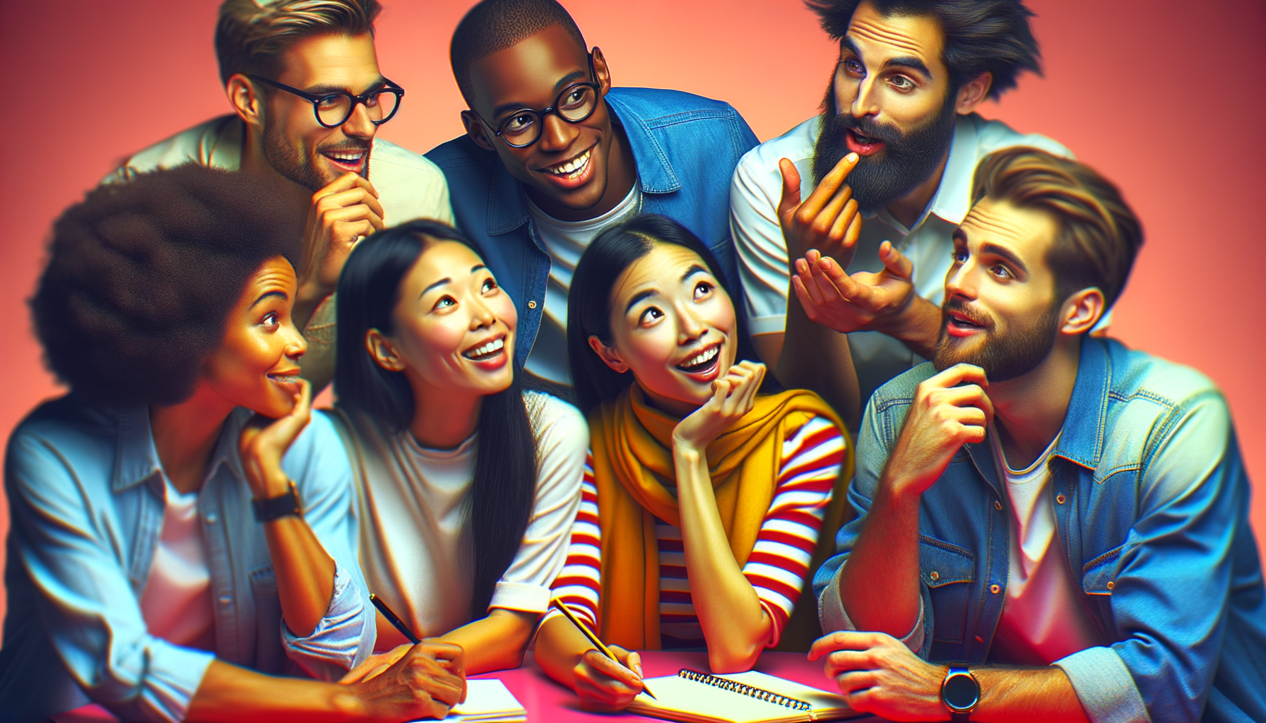 Friends discussing a trending idea