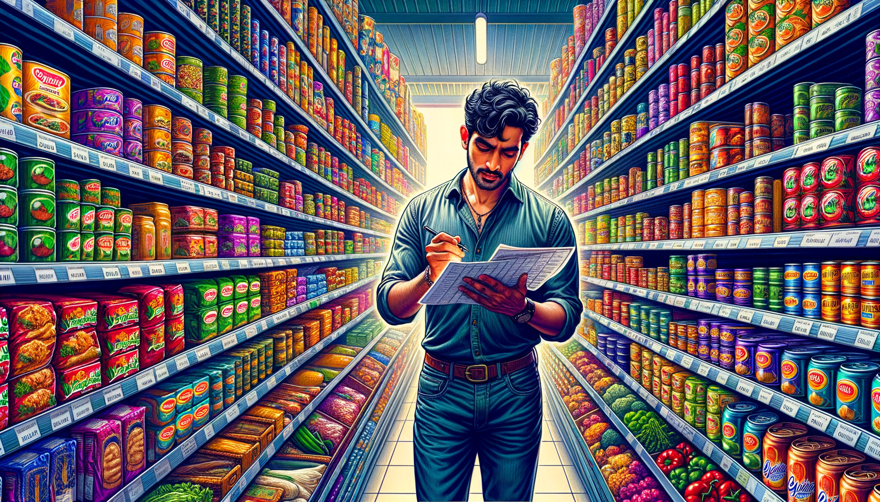 Persona marcando artículos en una lista de compras