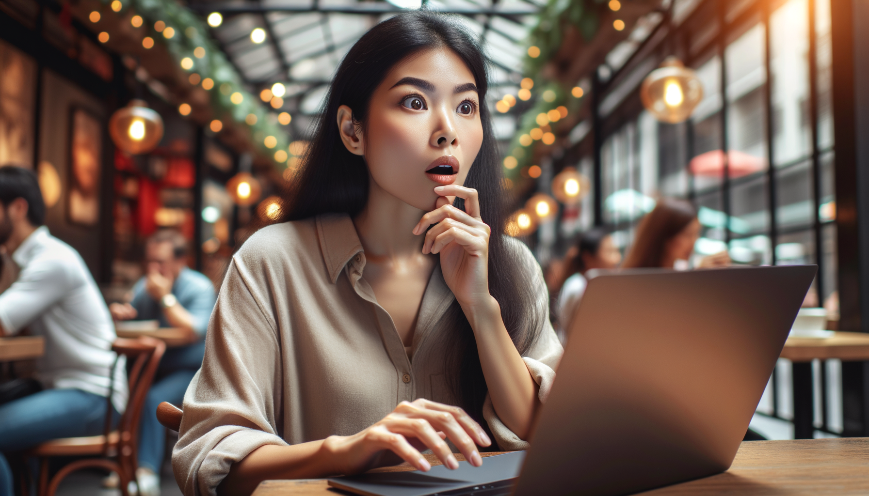 Person having a fresh take moment with laptop