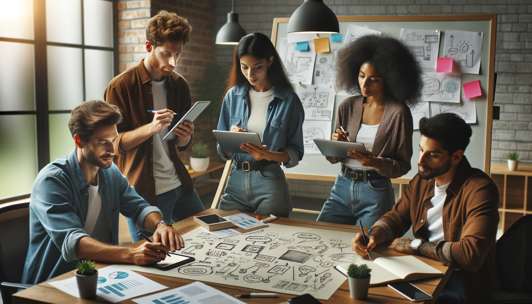 Pequeño equipo compartiendo ideas en un espacio creativo