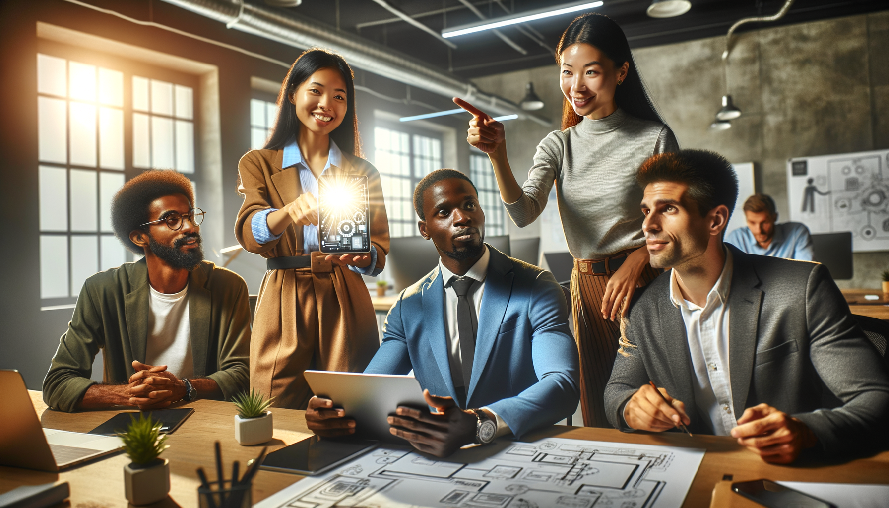Equipo en el trabajo sintiéndose motivado y energizado