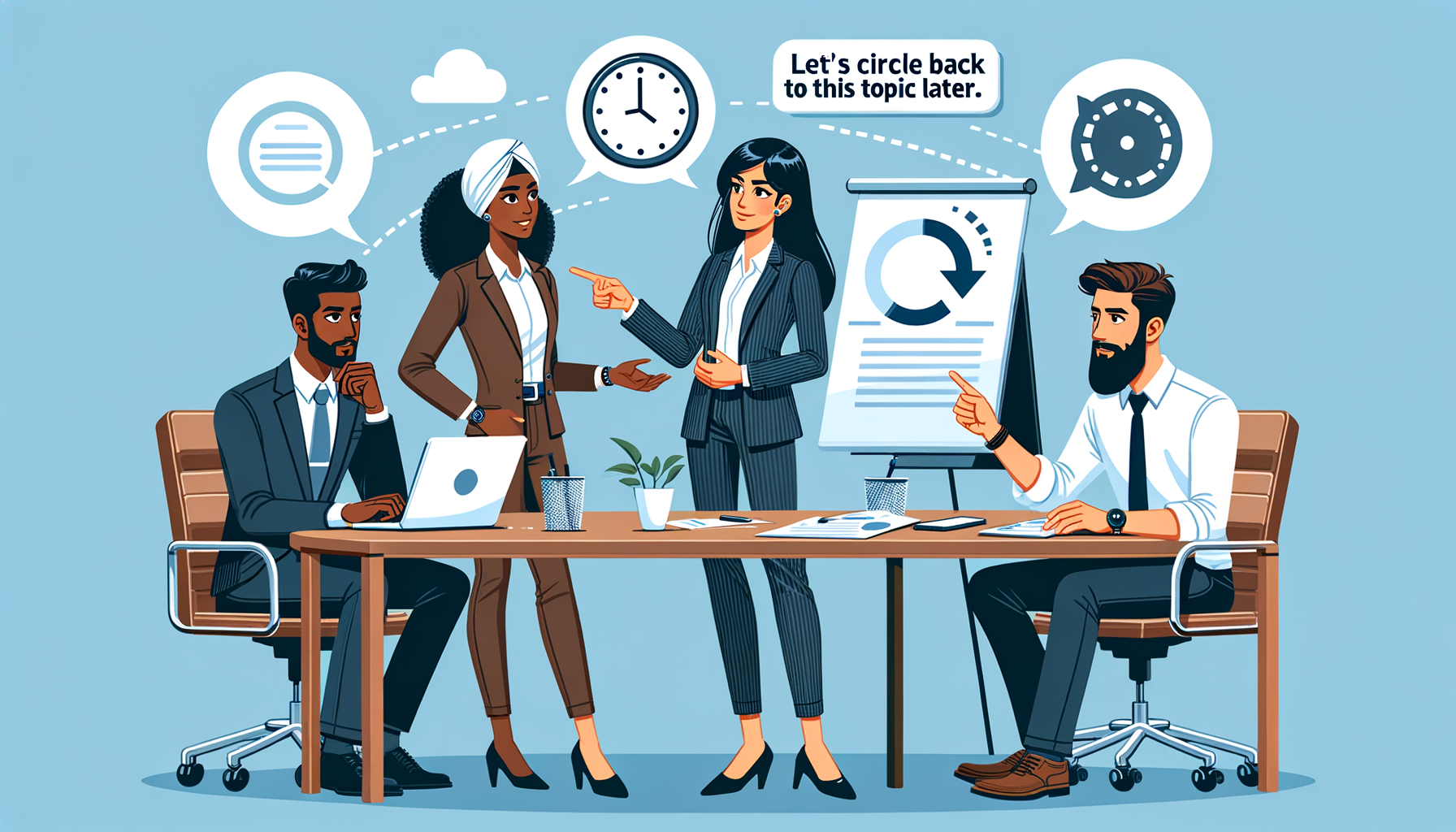 Colleagues discussing a topic in a meeting