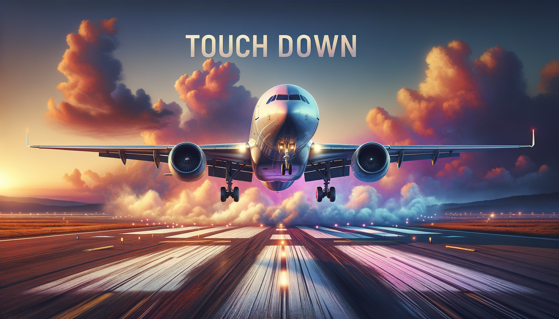 Un avión aterrizando, representando la expresión 'touch down' en contexto de viajes