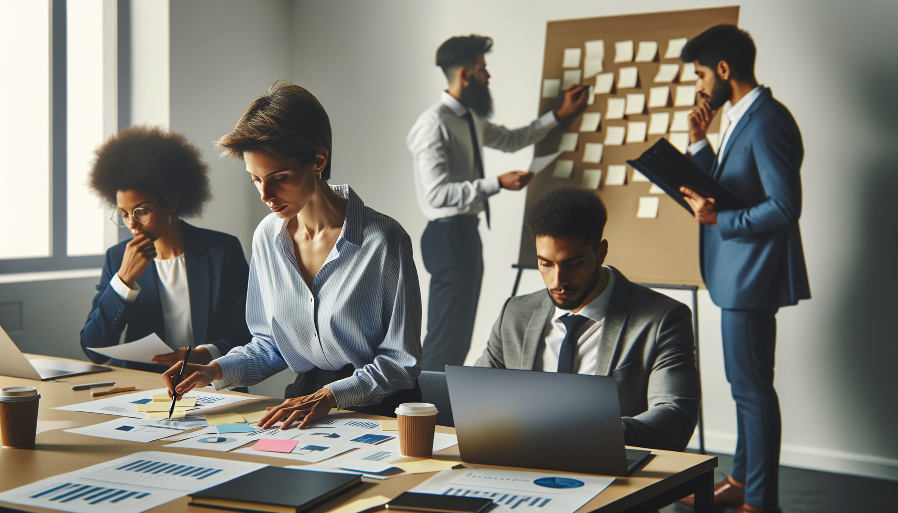 Business team preparing for a presentation