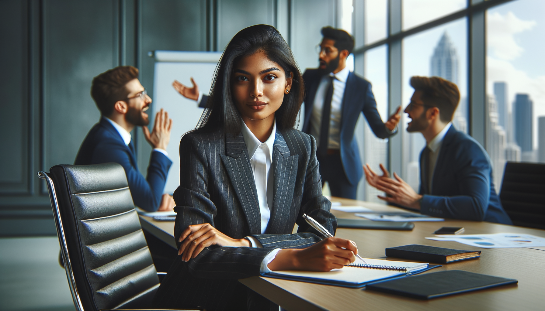 Persona en una reunión de negocios