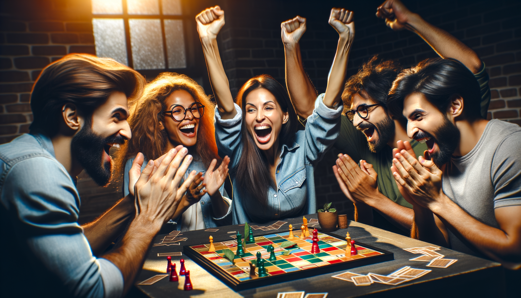 Grupo de amigos jugando un juego de mesa