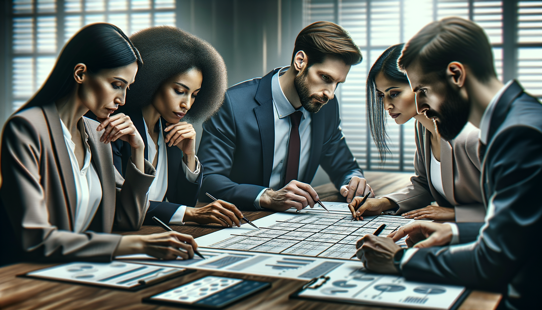 A group of professionals organizing a meeting, locking in the schedule