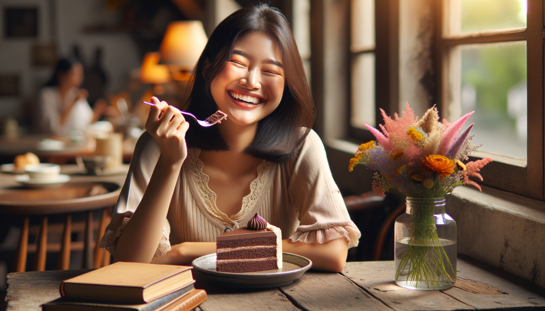 Persona disfrutando de un pastel