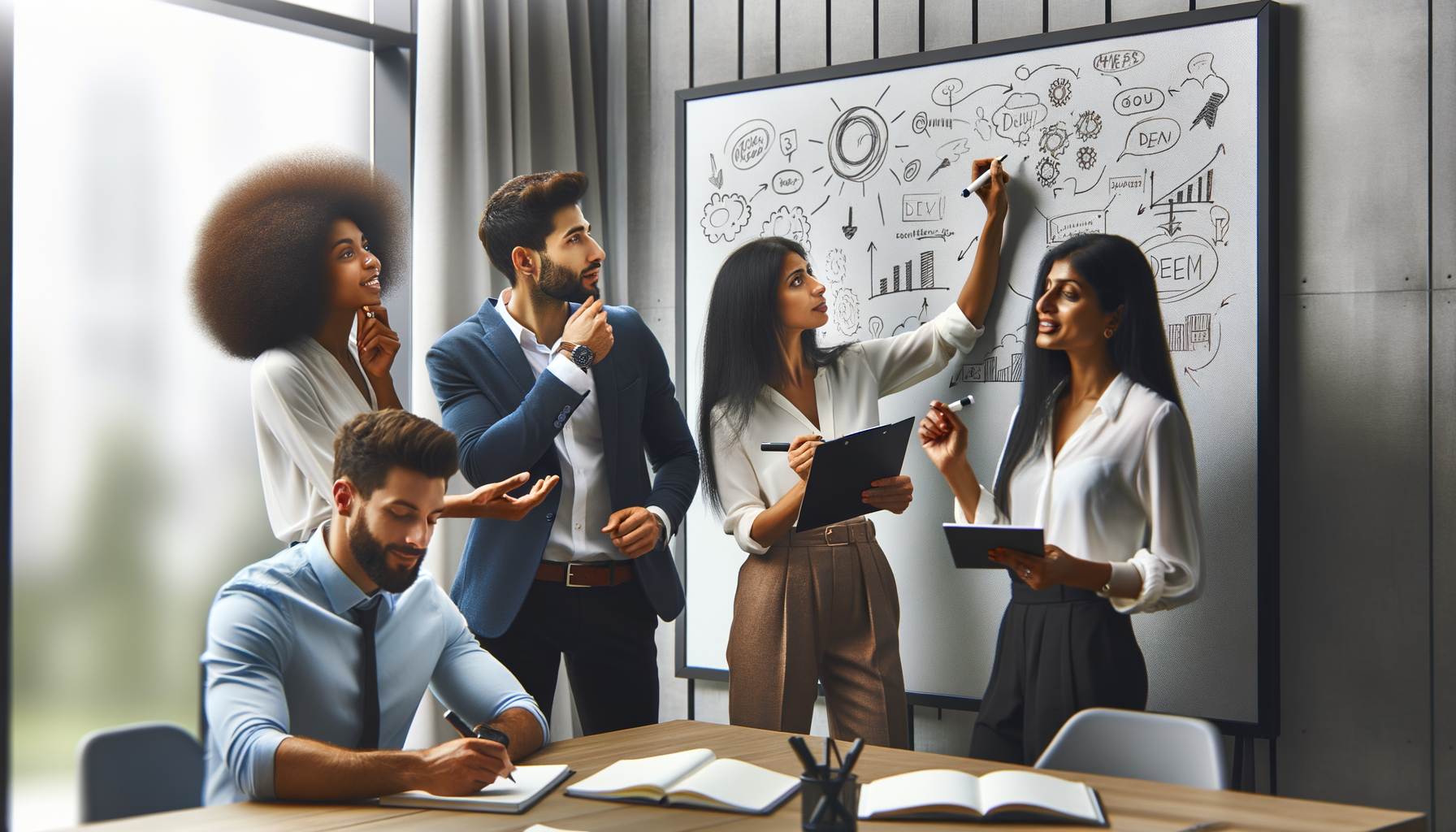 equipo de trabajo generando ideas en la oficina