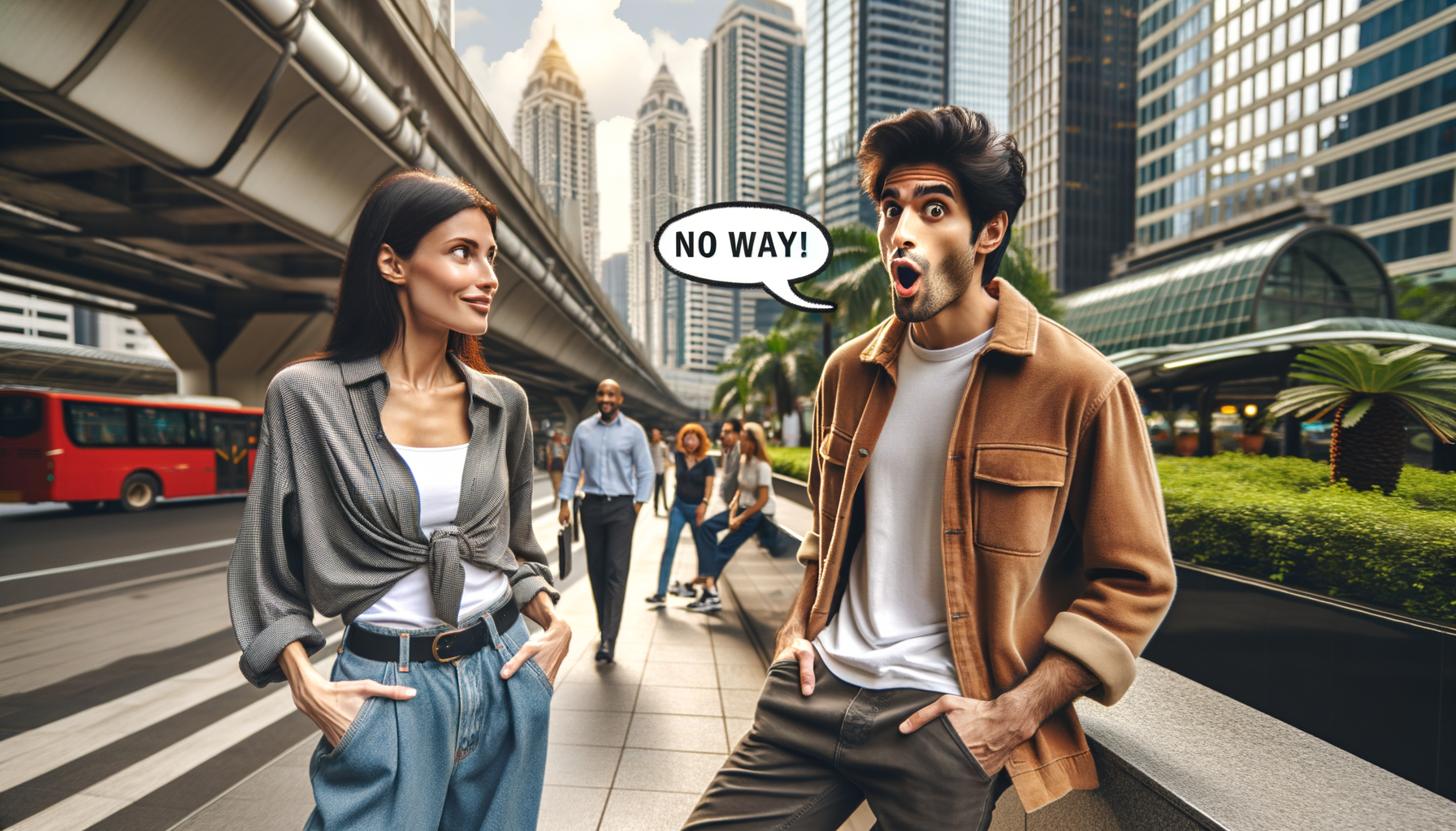 Amigos sorprendidos diciendo 'No way'