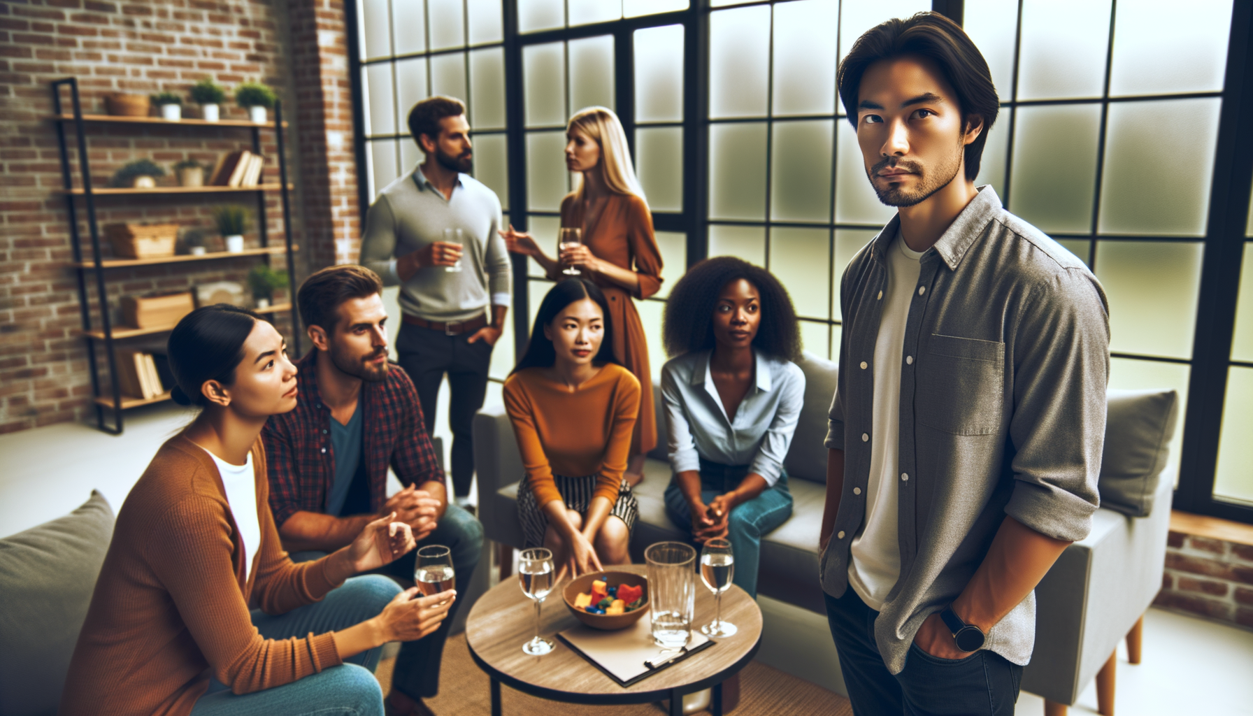 Persona en una fiesta observando para averiguar quién es el anfitrión