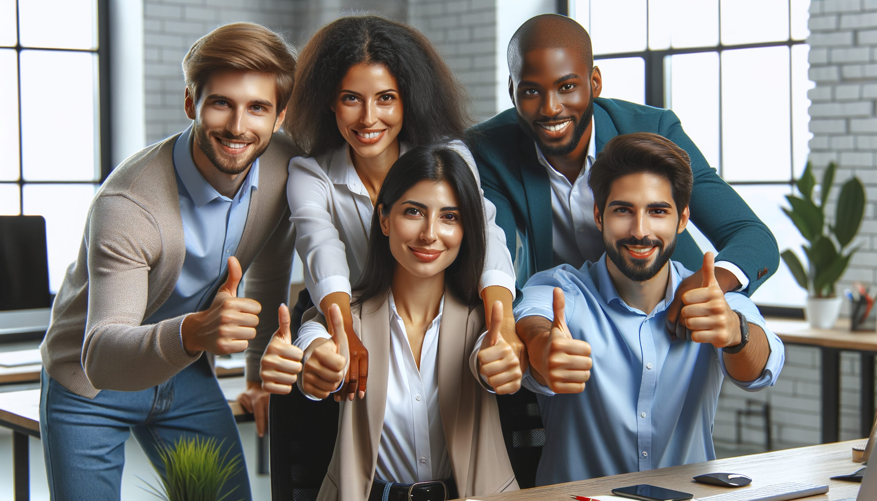 Equipo de trabajo animándose mutuamente