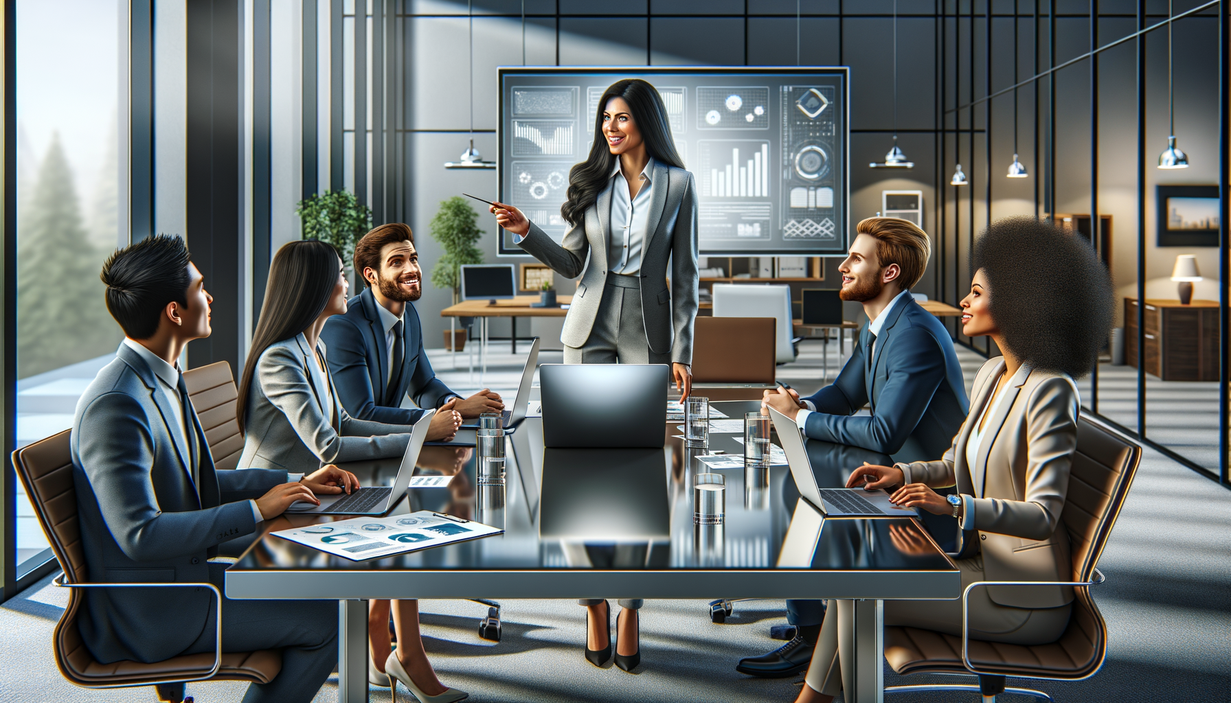 Reunión laboral donde un líder motiva al equipo