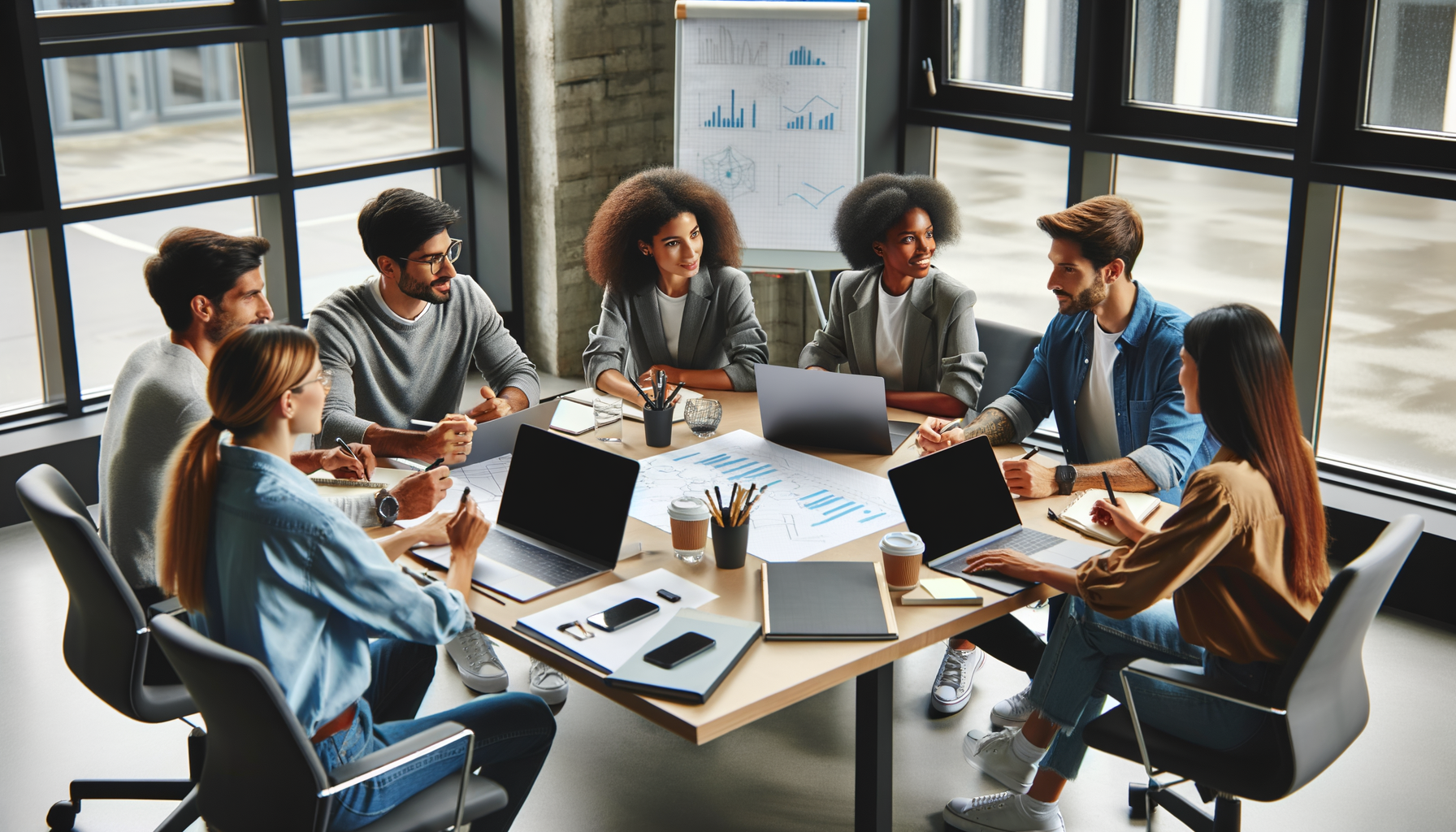 Equipo motivado y enérgico en la oficina