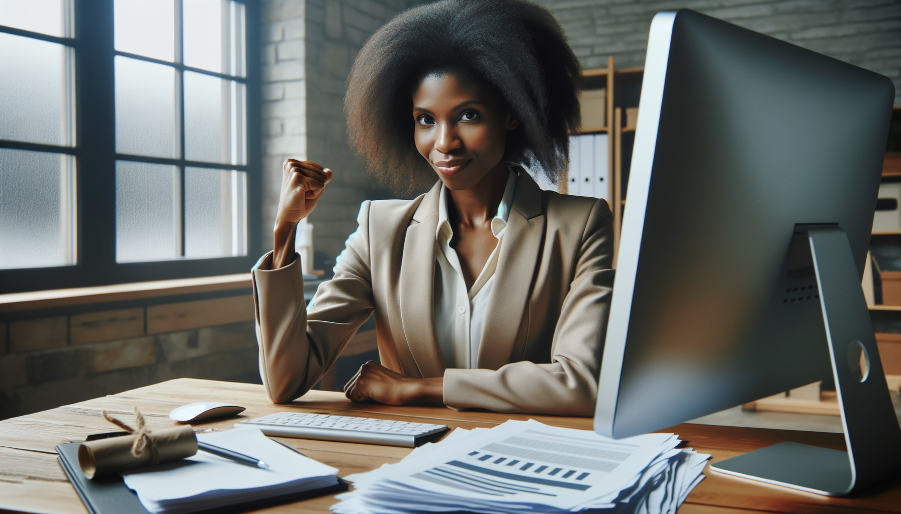 Persona trabajando con confianza en una oficina