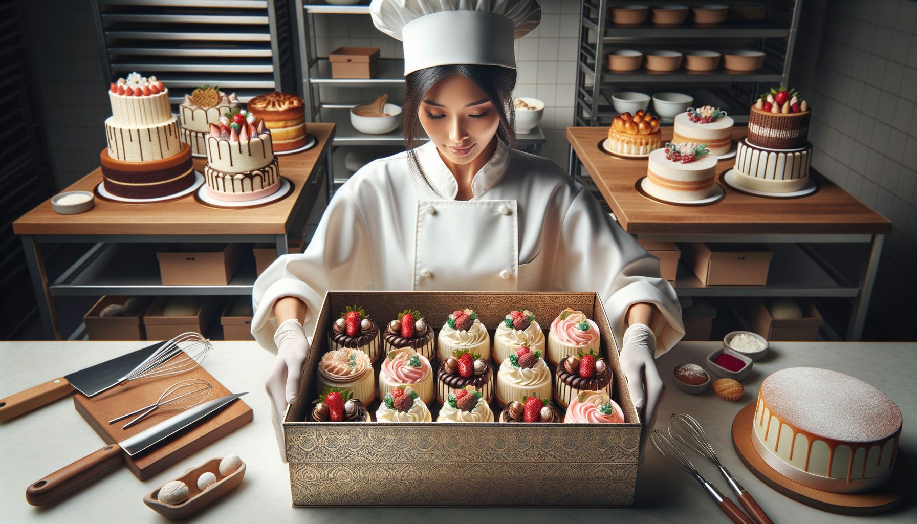 Pastelería profesional entregando pasteles subcontratados