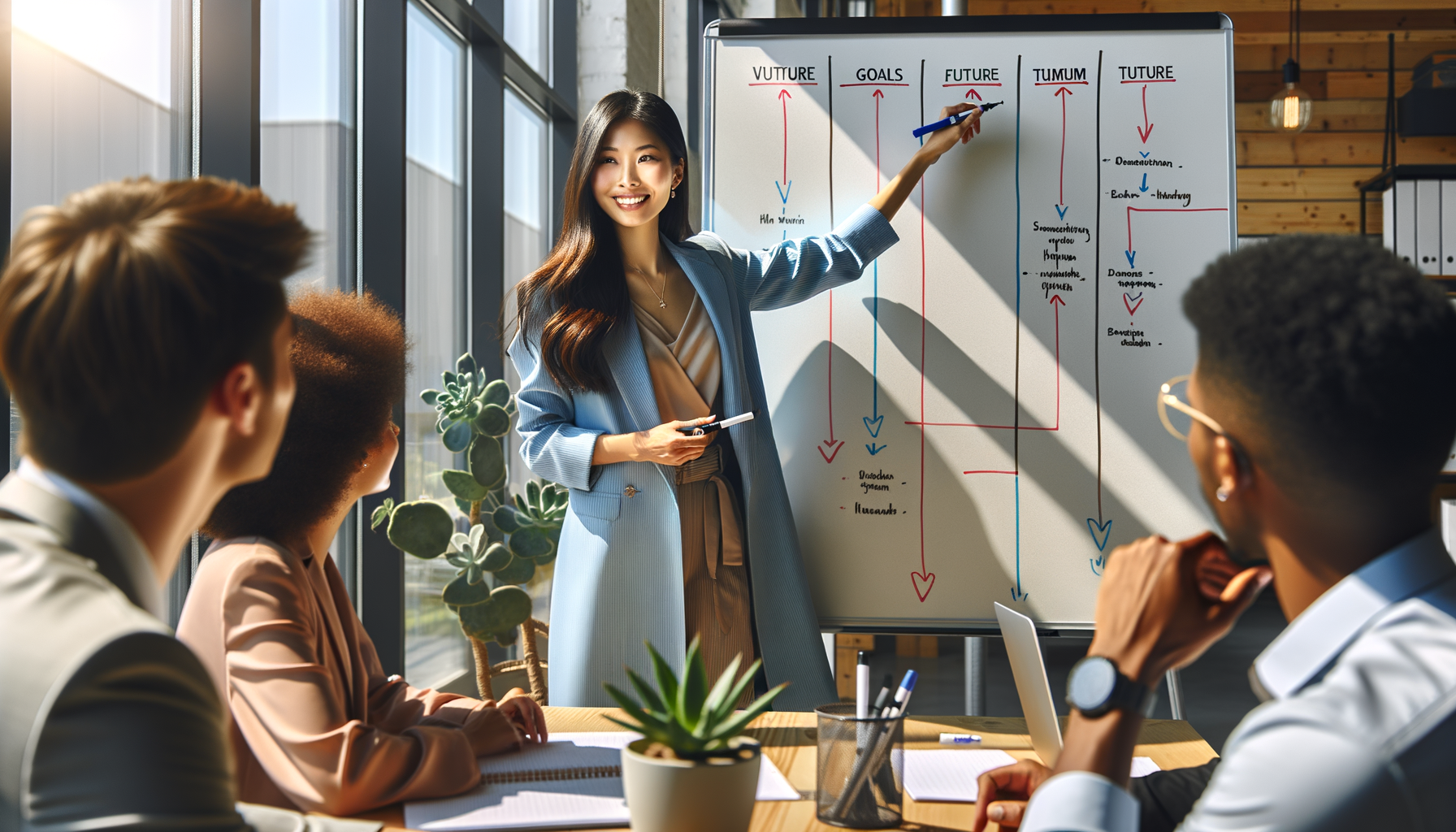 Equipo planificando y mirando hacia adelante