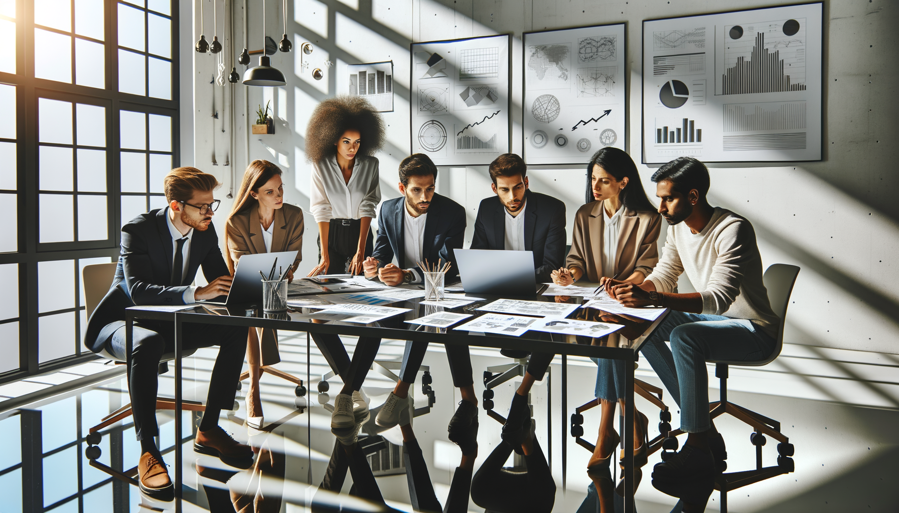 Profesionales en una reunión haciendo un debrief