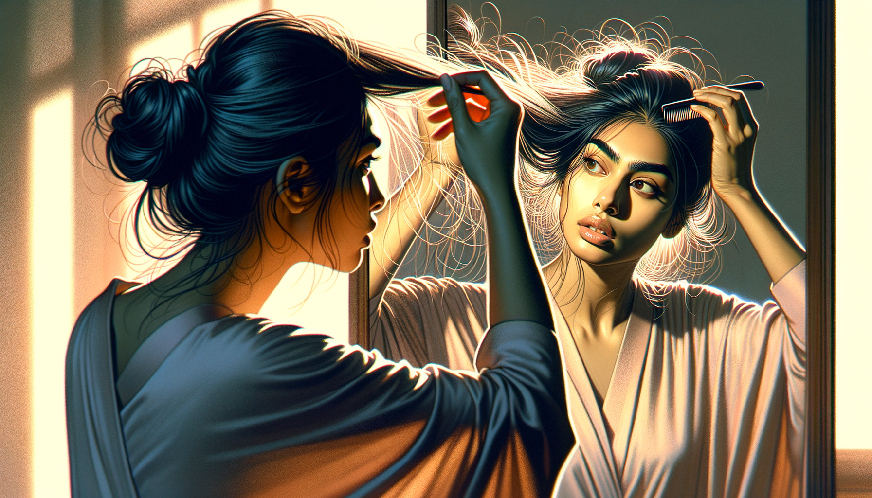 Mujer peinándose rápidamente