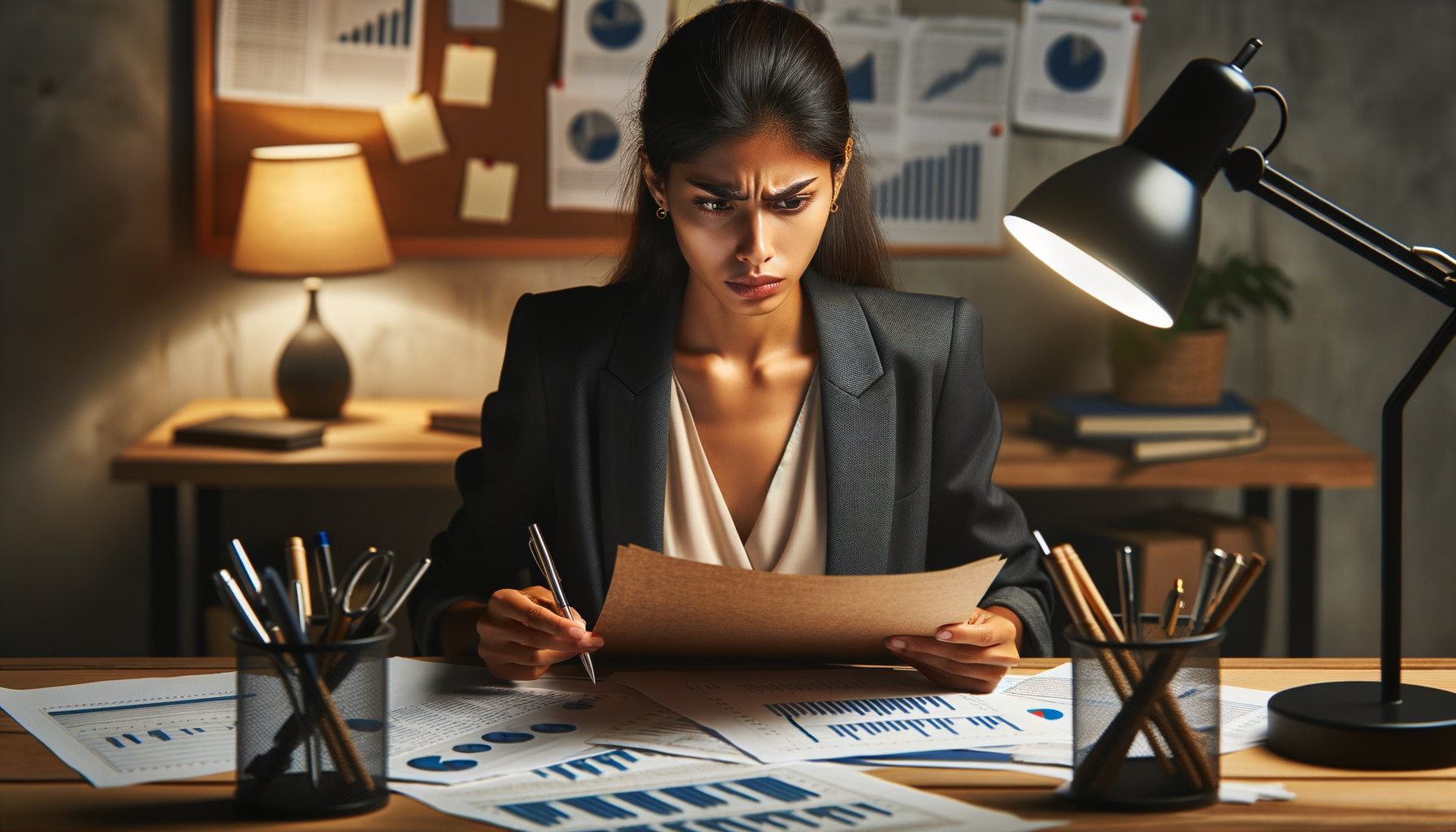 Profesional revisando un informe detalladamente