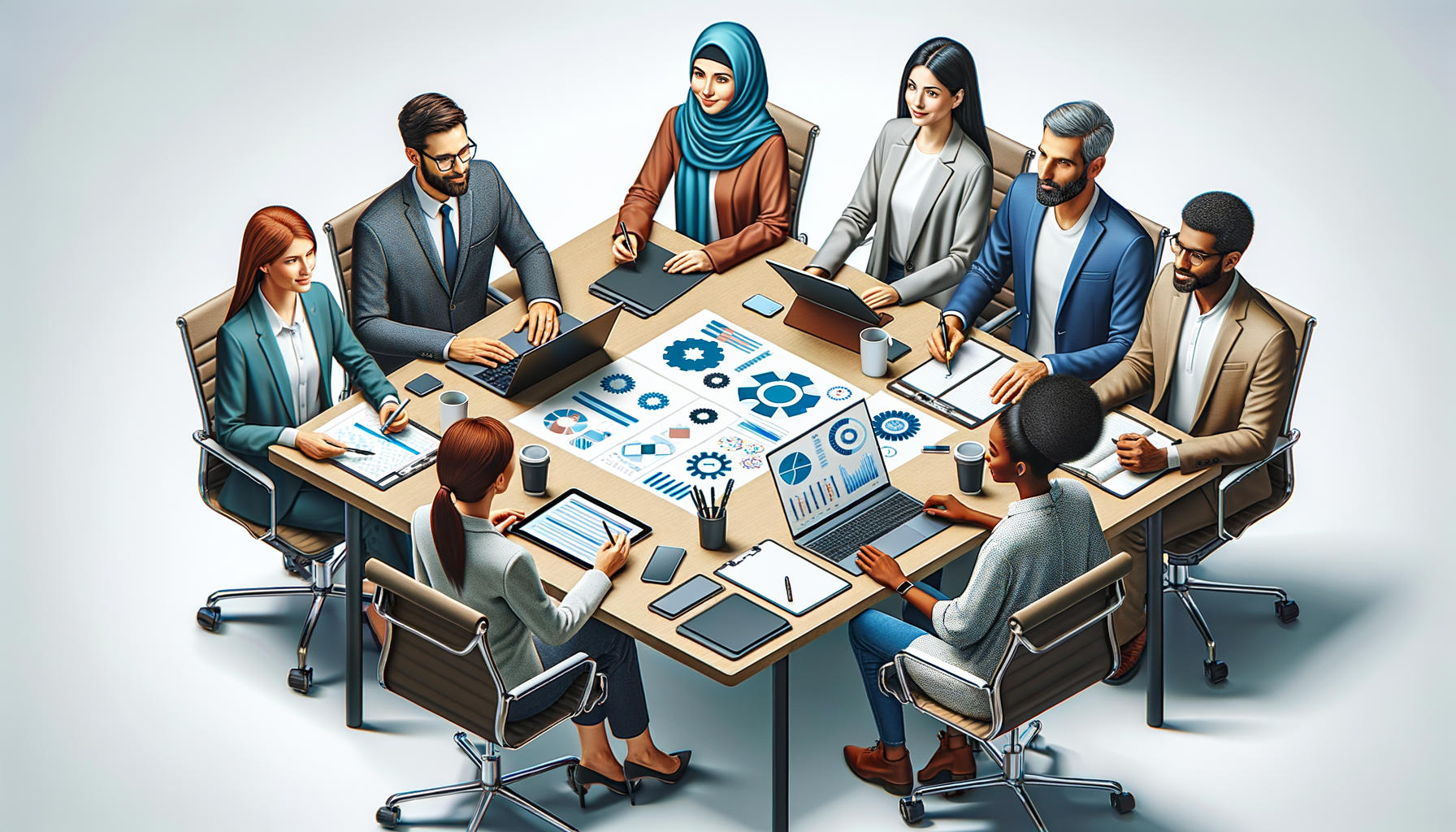 Grupo diverso colaborando, simbolizando el aprovechamiento de talentos