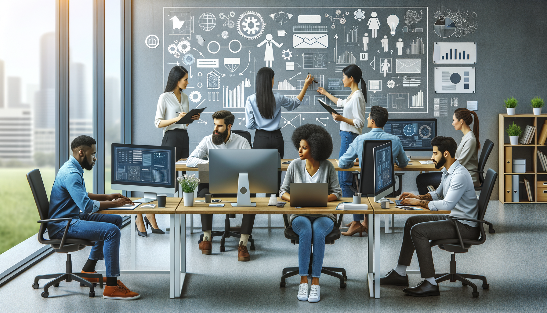 Equipo de trabajo unido enfrentando una crisis juntos